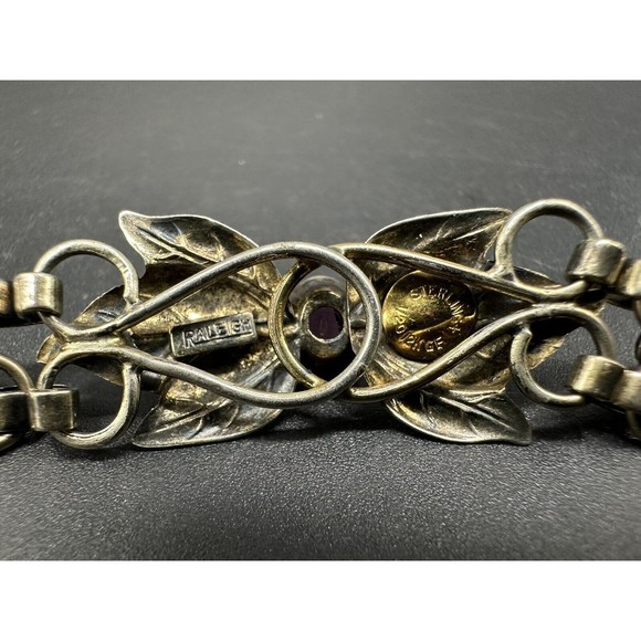 Vintage Signed Raleigh Sterling Silver Rose Yellow GF Floral 6.5” Bracelet 16G - Picture 10 of 13